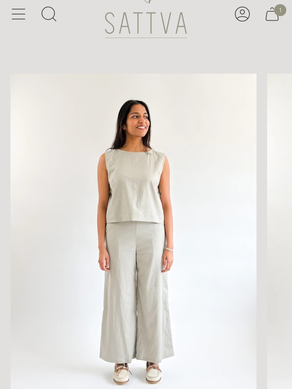 Light Gray Wide-Leg Linen Pants